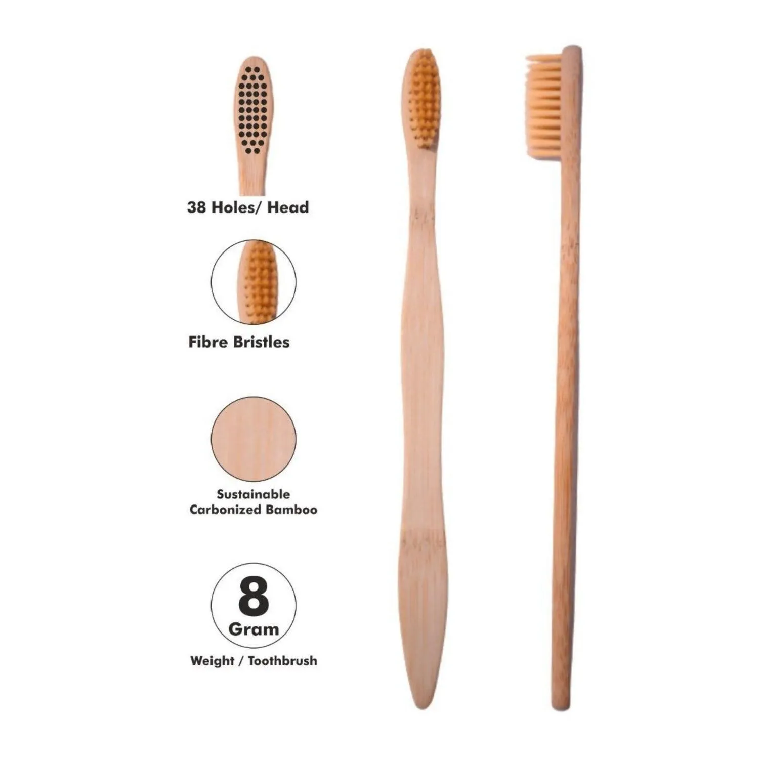 Wooden Bamboo Toothbrush | Pack of 2 | Ultra-Soft Bristles | BPA Free | Biodegradable and Compostable