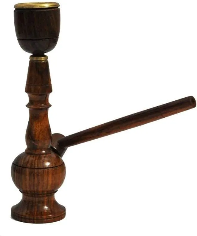 Wooden Hookah Unbreakable Sherlock Smoking Pipe/Hukka Hokka,Ethnic Handicraft for Home Décor Traditional Hookah Office showpiece (6 inch Hight & 2 inch width)