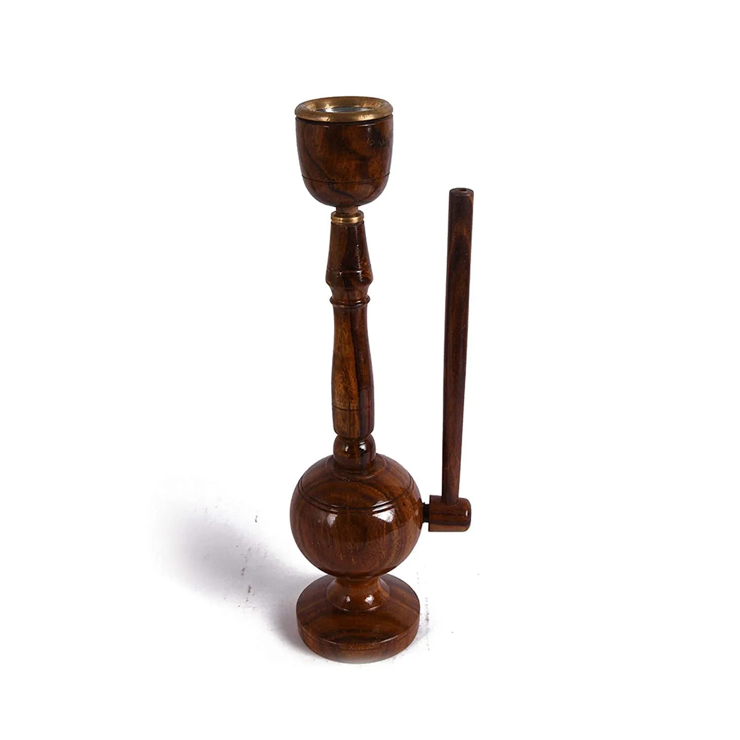 Wooden Hookah Unbreakable Sherlock Smoking Pipe/Hukka Hokka,Ethnic Handicraft for Home Décor Traditional Hookah Office showpiece (6 inch Hight & 2 inch width)