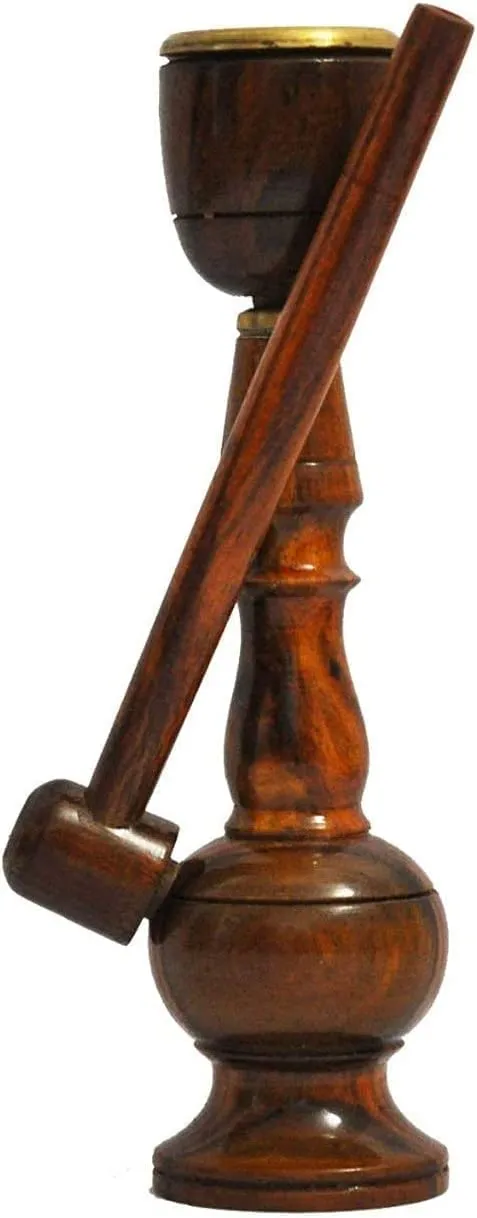 Wooden Hookah Unbreakable Sherlock Smoking Pipe/Hukka Hokka,Ethnic Handicraft for Home Décor Traditional Hookah Office showpiece (6 inch Hight & 2 inch width)