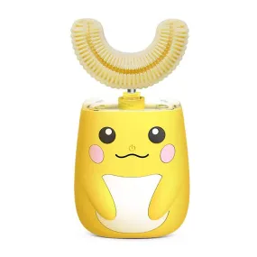 Yellow Ultrasonic Kids Electric Toothbrush Smart Timer Ipx7 For Toddlers 2-8 Years CAI53