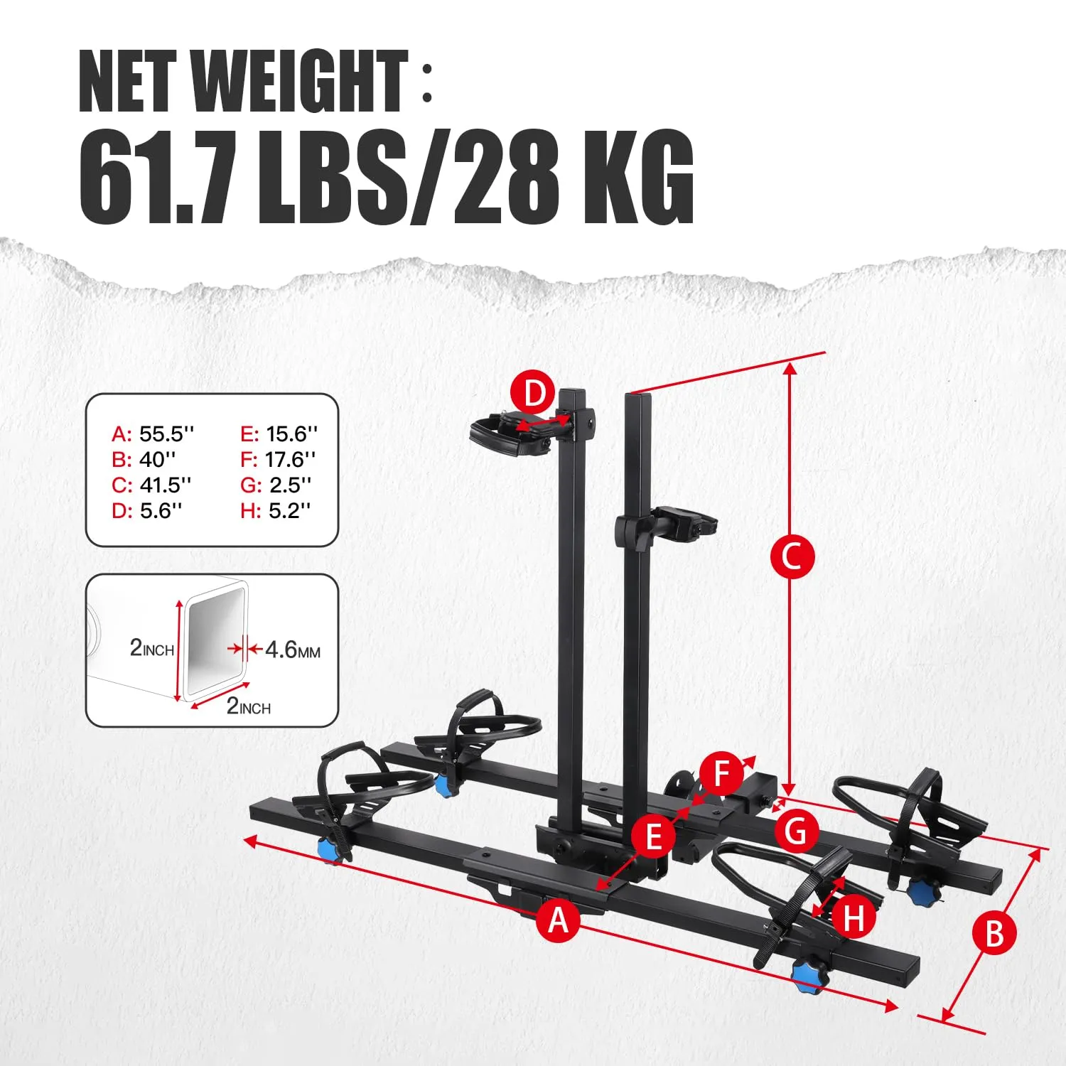 Young Electric 200 lbs Hitch - 2 Bike Rack