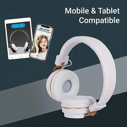 Zebronics Newly Launched Storm Wired On Ear Headphone with 3.5mm Jack, Built-in Microphone for Calling,1.5 Meter Cable, Soft Ear Cushion, Adjustable Headband,Foldable Ear Cups(White)